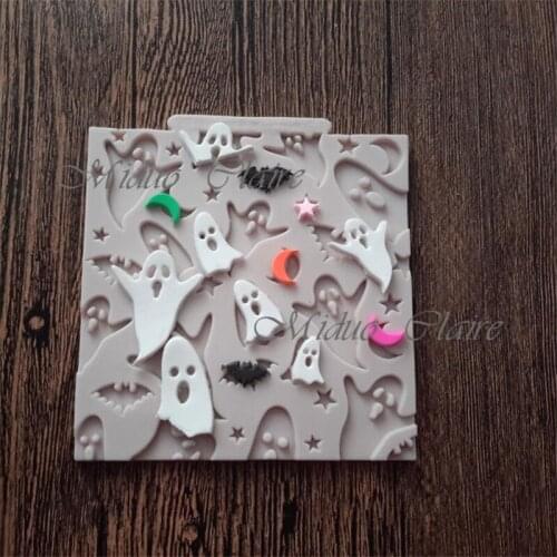 New 1 Pc Halloween Ghost Star Moon Silicone Veiner Cake Decorating Mould Fondant Sugarcraft Mould chocolate gum paste mold