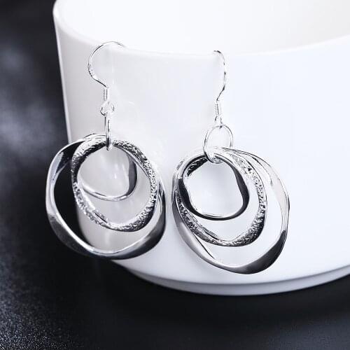 New factory wholesale LE008 fashion silver color earrings high quality elegant cute women classic jewelry LAYD lovly gift