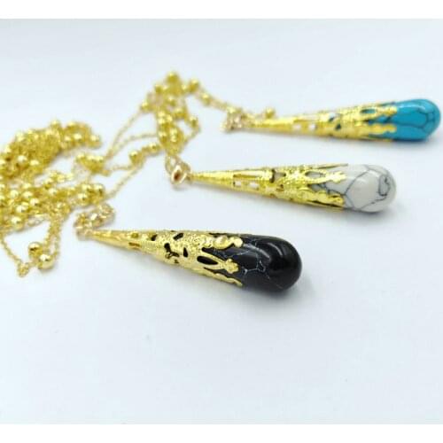 Necklace Pendant Point Pendulum Column Reiki Healing Chakra Jewelry Dowsing Healing Pyramid gold Reiki Pendulum Pendant Charms