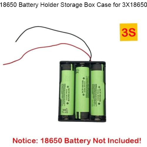 Plastic 3 Way 18650 Battery Holder Storage Box Case for 3X18650 With Wire Leads 3.7V 3s