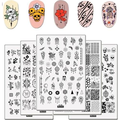 Big Size Nail Stamping Plates Flower Geometry Cute Animal Nail Template Mandala Leaf Stamp Nail Art Stamp Image Template Stencil