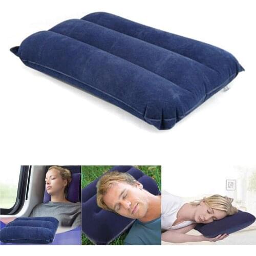 Outdoor Camping Travel Inflatable Pillow Flocking Inflatable Sleeping Pillow Portable B0M4