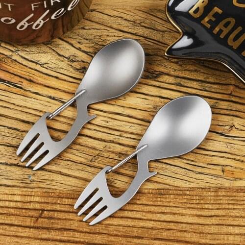 Portable Spoon Fork Multi Set Functional Titanium Alloy Picnic Camping Dinnerware Tableware Family Expenses