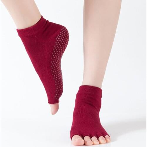 Professional Five Toe Yoga Socks Open Toe Breathable Anti-Slip Pilates Socks Women Fitness Toeless Half Toe Sock for Dance