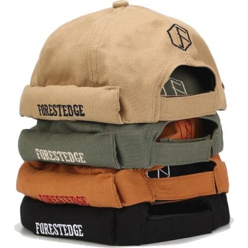 Retro Letter Embroidery Brimless Cap Skullcap Hat Adjustable Landlord Breathable Beanie Hat Sailor Vintage Hip Hop Men Caps Hat