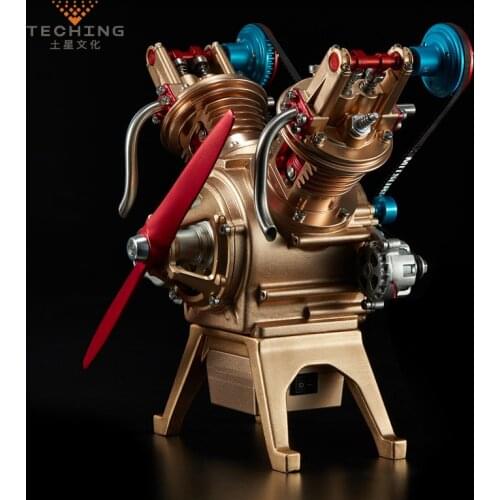 Scale V2 Type Convex Mounts Full Metal Assembling Gasoline Engine Model Building Kits for Researching Industry Studying / Gift