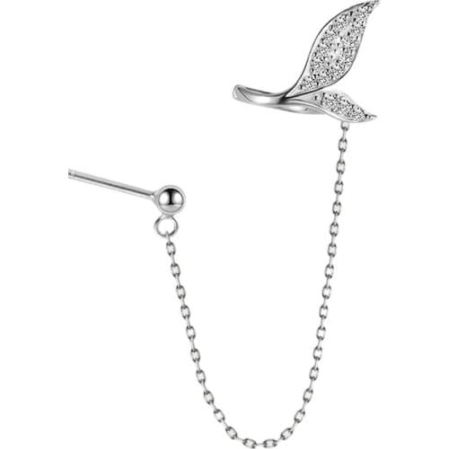 A Girl' Fantasy Style Mermaid Fish Tail Earring Shiny Zircon Mermaid Bubble Ocean Animal Whale Tail Earring For Girl Women