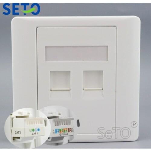 SeTo 86 Type Network RJ45 Cat5e + RJ11 Cat3 Tel Wall Plate Outlet Socket Keystone Faceplate