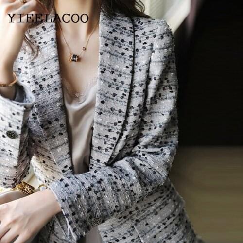 Blue-gray jacket slim and thin one button jacket spring /autumn / winter One-piece classic jacket Ladies new womens jacket