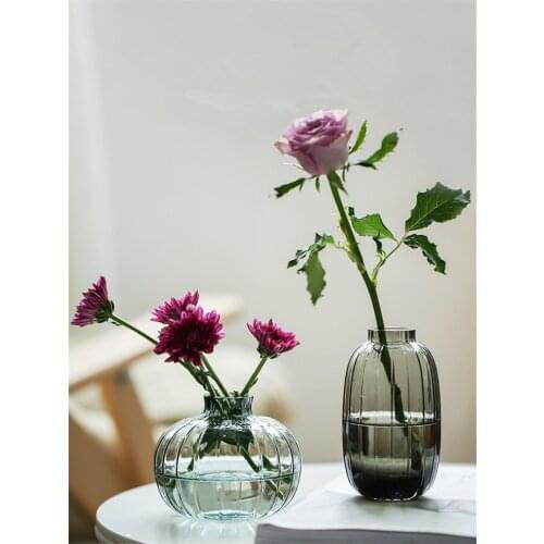 Nordic Mini Transparent Glass Vase Small Pumpkin Terrarium Container Cute Flower Bottle Living Room Home Decoration Accessories
