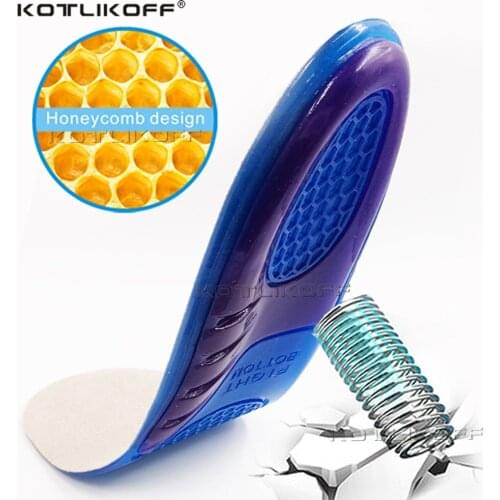 KOTLIKOFF Sport Running Gel Insole Silicone Insole For Feet Man Women For Shoes Sole Inserts Shock Absorption Shoe Pad Foot Care