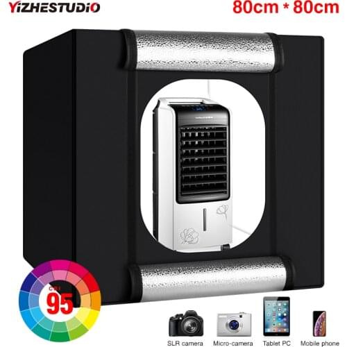 Yizhestudio LED light box 80*80 cm big studio photo box 32 inch Folding light Box Photography Backdrop Shooting Tent kit