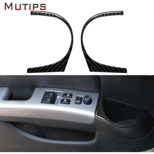 Carbon Fiber Car Door Panel Cup Holder Frame Trim Cover Sticker Accessories Interior Auto For Nissan 350Z 2006 2007 2008 2009