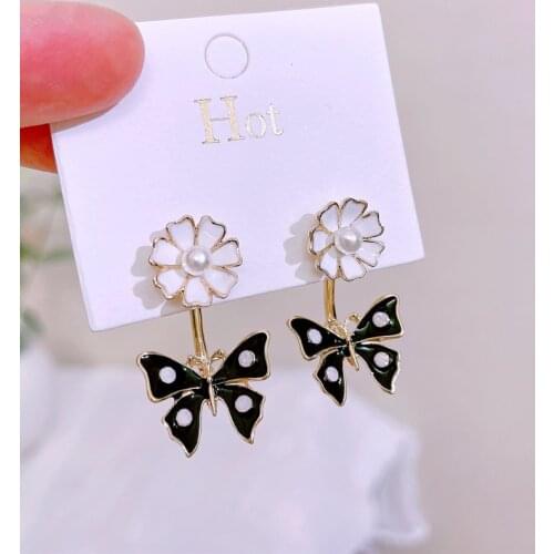 New Trendy Big Butterfly Stud Earrings for Women Romantic Charm Flower Stud Earrings Female Wedding Party Jewelry Accessories