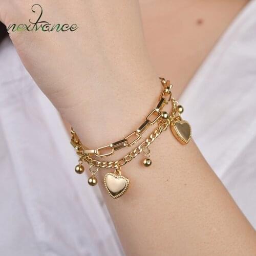 Nextvance Chain Link Heart Bracelets & Bangles Simple Bracelet Stainless Steel Jewelry For Women Drop Shipping