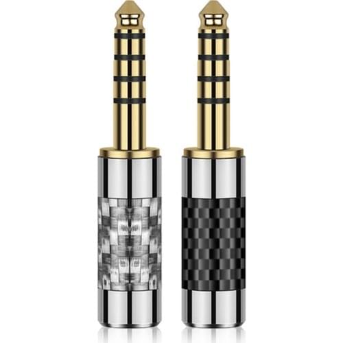 DIY 4.4mm Connector Headphone Plug Carbon Fiber Shell Speaker Amplifer 5 Poles Gold Plated Audio Jack Male Adapter Solder