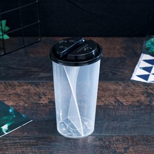 15pcs Disposable net red thick couple double grid S-share cup coffee drink juice milk tea injection plastic cups with lid