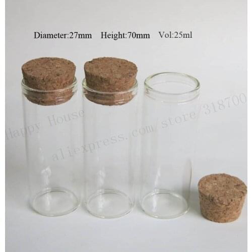 30 x 25ml Clear Glass Container with Wooden Cork 25cc Cork Stoppered Tubes for Jewelry Flower Bean Gifts Use Sample Vials