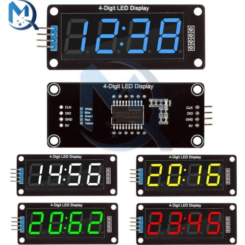0.56 inch TM1637 4-Digit 7 Segments Digital Tube Clock Module LED Display Tube Clock Module Double Dots Blue Yellow White Green