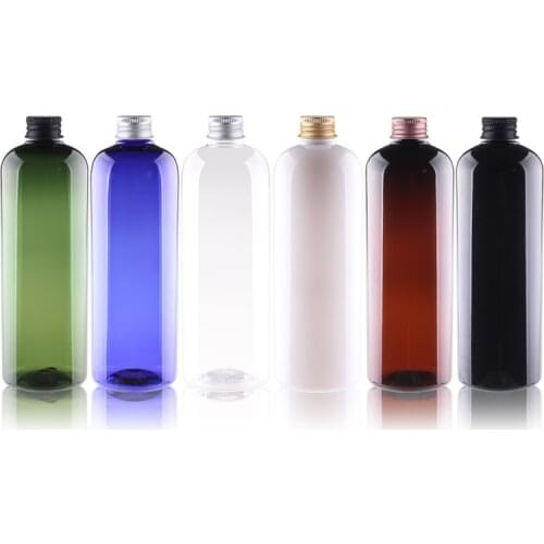 500ML X 15 Empty Plastic Cosmetic Container Aluminum Screw Cap Shampoo Washing Package Bottles 500g Liquid Soap Lotion Bottle