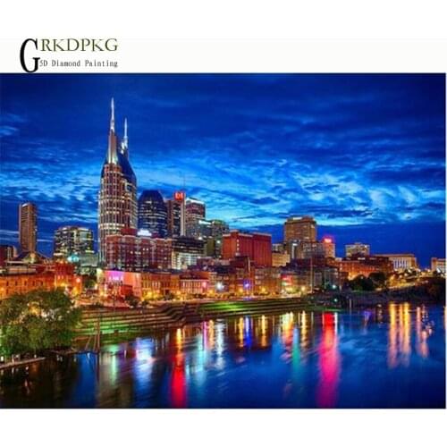 5D Diy Full Diamond Painting City night Pictures Cross Stitch kits Diamond Embroidery Crystals round Diamond Mosaic Landscape xx