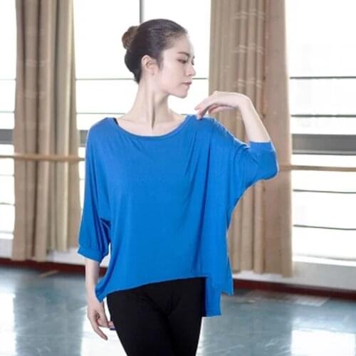 Adult Ballet Shirt New Arrival O-Neck Long Bat Sleeve Blouse 4 Color Loose Gymnastics Dance Tops for Women Modern Wear