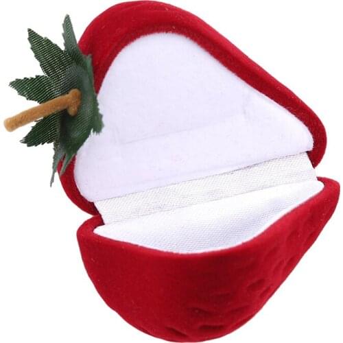 1PC red strawberry shaped box velvet jewelry box jewelry storage bag protection bag home accessories