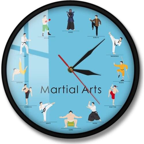 Fighting Sports Wall Art Mixed Martial Arts Modern Wall Clock Master of Combat Exclusive Home Decor Hanging Silent Wall Watch