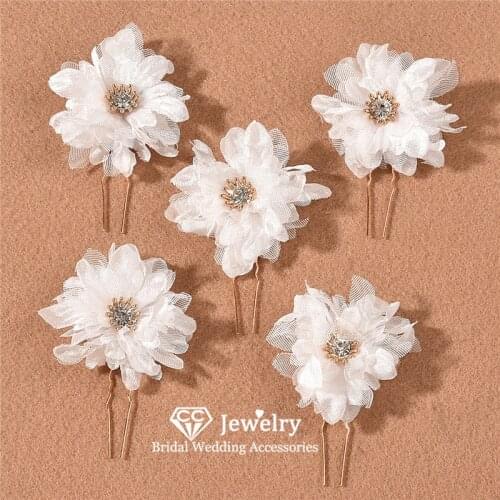CC Hairpin Wedding Accessories for Women Engagement Jewelry Bridal Hairwear Flower Shape Headdress Hair Sticks Party Gift M237