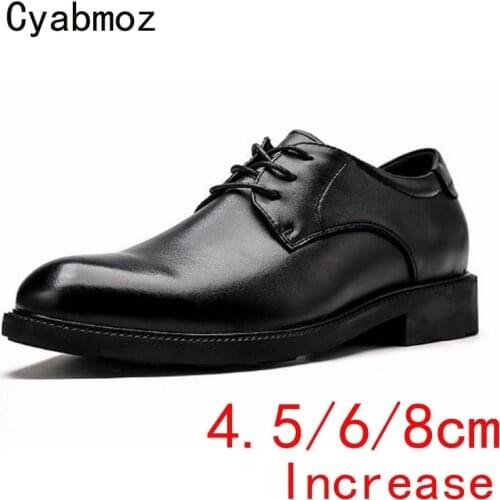 Cyabmoz Men Height Increasing Shoes Genuine leather Invisibly 4.5/ 6 /8cm Hidden Heels Elevator Party Man Dress Business Shoes