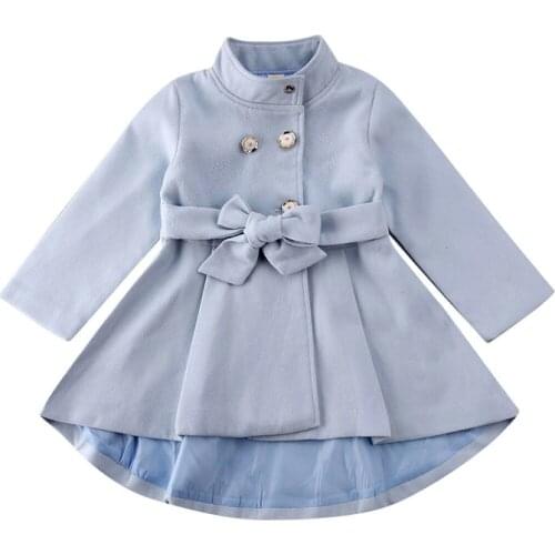 Toddle Kids Baby Girl Autumn Winter Outerwear Trench Coat Long Dress Long Sleeve Button Fashion Warm Windbreaker Jacket 1-5Y