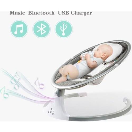 Electric Remote Control Baby Rocking Chair Baby Bouncer Newborn Cradle Chargable Toddler Rocker Swing Chair with Music Bluetooth