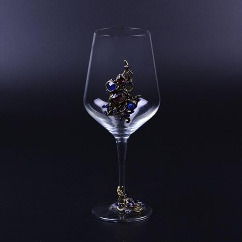 Design Creative wedding birthday gifts Elegant luxury enamel crystal red wine glass goblet cup cocktail Handmade crafts arts mug