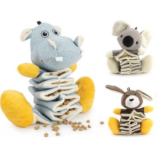 Cloth Leakage Food Dog Toy For Puppy Hippo Slow Feed Small Dog Toys Kangaroo Koala Cotton Linen Slow Eat Pet Toy