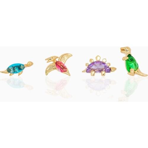 1PC Cute Dinosaur Stud Earrings Creative Fashion INS Tropical Rainforest Animals Helix Cartilage Earrings Piercing Jewelry