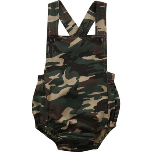 Pudcoco New Brand Summer Newborn Baby Boys Sleeveless Camouflage Jumpsuit Backless Sleeveles Clothes Outfit