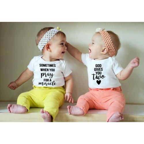 Twins Pregnancy Announcement Twins Outfits Baby Boys Girls Bodysuits Expecting Twin Pregnant with Twins Pregnancy Reveal Tee