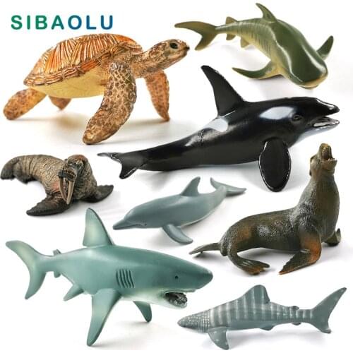 Killer Whale Tiger Shark Walrus Sea Lion Turtle Dolphin Figurine Model Home Decor Miniature Fairy Garden Decoration Accessories