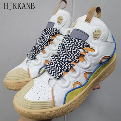 Retro All-match Flat Casual Shoes 2021 New Couple Sneakers Mixed Color Lace Up Thick Bottom Old Daddy Shoes Unisex Size 35-45