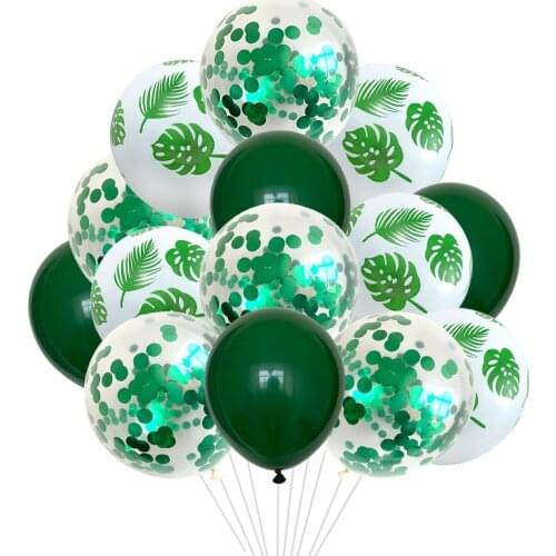Latex Balloon Green Balloons Woodland Animal Palm Leaf Foil Balloons Safari Party Baloons Birthday Party Decorations Kids Balon