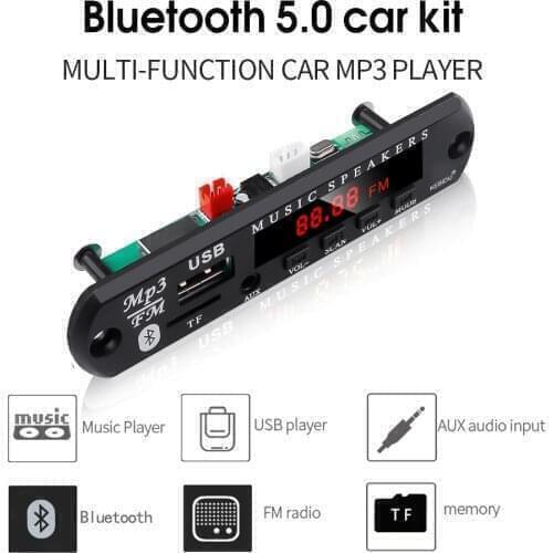 Kebidu 5V 12V MP3 Decoder Board Bluetooth V5.0 Car MP3 Player USB Module FM AUX Radio with Remote Control For Car Accessories