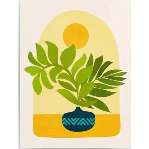 Printed Wall Art Potted Plants Canvas Painting Modern Home Decor Sun Poster Modular Minimalism Pictures No Frame For Living Room