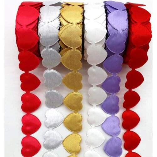 New 40mm heart-shaped lace ribbon 20yd embossed crafts clothing shoes hats accessories headdress bow Double sided