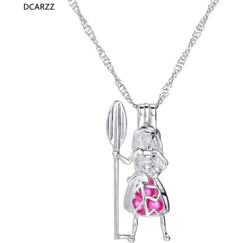 20pcs Princess Pearls Cage Necklace Pearl Beads Locket Pendant Necklace Women Girl Cosplay Costume Ocean Jewelry Wholesale