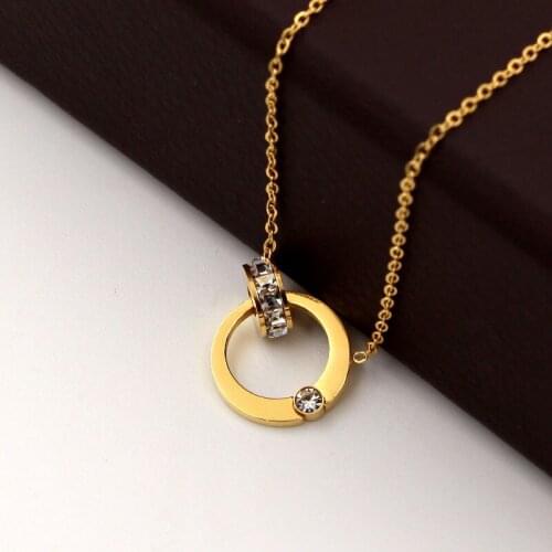 Fashion Super Flash Small Crystal Double Circle Short Necklace Woman Necklace Jewelry Wholesale For Woman Gift