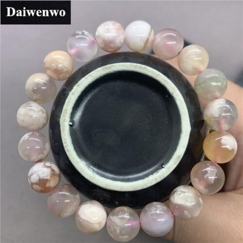 Natural Oriental Cherry Blossom Agate Beads Bracelet Charms 8/10/12mm for Women