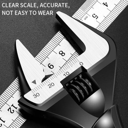 Adjustable Large Open Wrench Stainless Steel Non Slip Universal Spanner High Hardness Wrench With Measur Sacles Repairing Tool