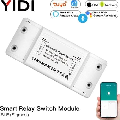 Tuya Smart Life Bluetooth Smart Switch Relay Module Single Point Control Sigmesh Wireless Remote Control with Alexa Google Home
