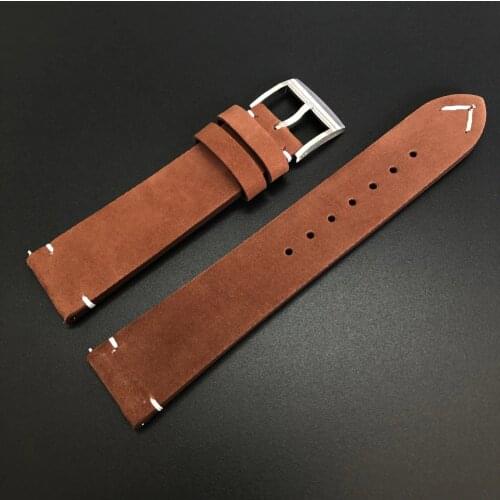SD2503 Genuine Leather Strap for Lug Size 20mm Watch for Steeldive Diving Watch Brown Coffee Color with Stainless Steel Buckle