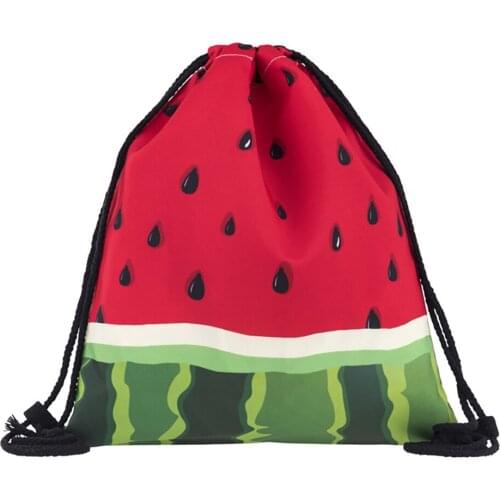 Women Backpack 3D watermelon printing travel softback women mochila drawstring bag mens backpacks bags Bundle pocket rop Fruits